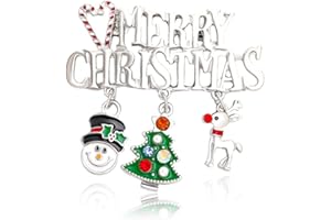 IMINI Merry Christmas Statement Brosche Pin für Frauen Mädchen Mode Emaille Strass Weihnachtsbaum Hirsch Schneemann Charms Tropfen Broschen Anstecknadeln Kleid Zubehör Urlaub Party Schmuck Geschenk Tochter