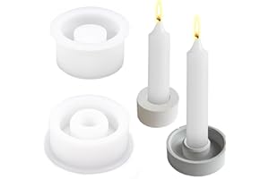 ZOUWEL silikonform kerzenhalter 2 Stück, gießform beton kerzenhalter, silikonformen gießformen kerzenhalter, Rund silikon formen zum gießen für Stabkerzen und Teelichter(circular)