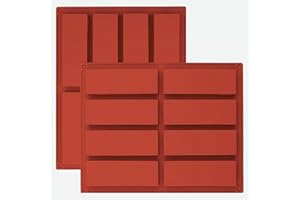 YXHZVON 2 PCS Stampi per Barrette Cereali Rosso, Stampo Rettangolari Silicone 8 cavità, Stampi Rettangolari per Cioccolato, Brownie, Pane di Mais, Cheesecake e Sapone