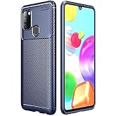 Spia Samsung Galaxy A21S ile uyumlu Kılıf Lacivert Karbon Silikon Orijinal Esnek İnce Geliştirilmiş Dayanıklı Darbe Karşıtı K