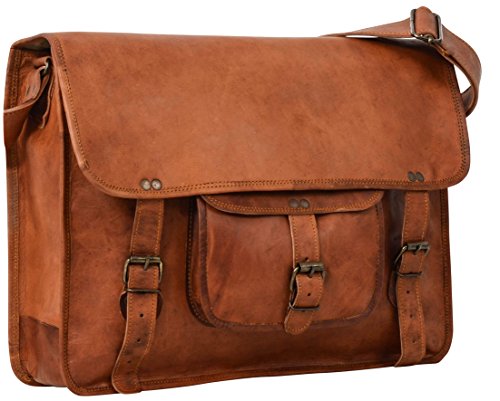 Gusti Leder nature „Alex 17“ Umhängetasche Laptoptasche 17 Zoll Ledertasche Vintage Ledertasche Unitasche Collegetasche Lehrertasche Bürotasche Arbeitstasche Aktentasche Umhängetasche Groß Braun U23n-6