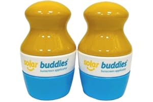 Duo Blue Solar Buddies Refillable Roll On Sponge Applicator For Kids, Adults, Families, Travel Size Holds 100ml Travel Friendly for Sunscreen, Suncream and Lotions