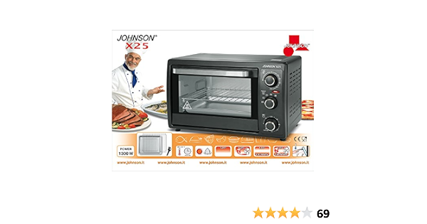 JOHNSON X25 FORNO FORNETTO ELETTRICO 25 LITRI STATICO E VENTILATO 1300W  NERO : Amazon.it: Casa e cucina