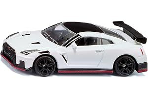 siku 1579, Nissan GT-R Nismo, Leksaksbil, Metall,Plast, Svart,Vit, Med gummidäck och vinge