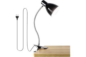 LALISU Clip On Reading Light, Eye-Caring Table Lamps with 360° Rotation Gooseneck, Portable Book Light, Study Desk Lamp for Bedroom and Office (Black)