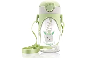 Bunnytoo Trainer Cup Trinklernbecher,400ml Trinkflasche Kinder,Baby Trinkbecher,Auslaufsicher,Langlebig und Hygienisch, ab 12 Monaten | Für Kinder und Baby Geeignet | BPA-Frei | Grün