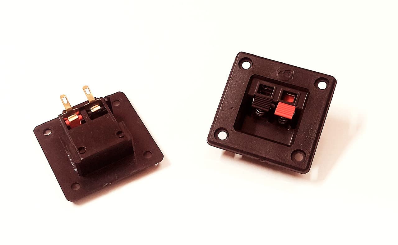 ESPtronics 2 Pcs Speaker Box Connector 2 Pin Socket 2 Terminal Push Cable Clip Stereo Speaker Socket Connector Board Speaker Socket Connector 2 Pin cd 4 Way Stereo Jack Connector