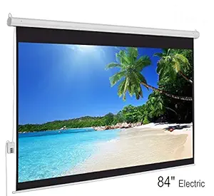 QAWACHH 84 Inch Portable Indoor Outdoor Electronic Projector Screen for Home/Office/Theater Electronic Projector with Remote