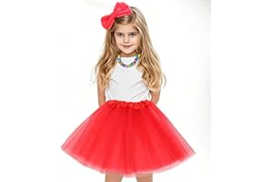 OQKAHIV 1 mini jupe tutu en tulle pour enfant fille - Jupe de princesse en tulle - 3 couches - Jupe de ballet à paillettes - Jupe en tulle pour enfants et filles - Tutu de princesse (rouge vif)