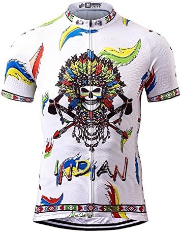 Thriller Rider Sports Mens INDIAN Mountain Bike Short Sleeve Cycling Jersey Bike Tshirt Large