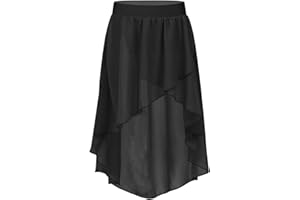 Jhaoyu Kids Girls Lyrical Ballet Dance Skirts Chiffon High-Low Wrap Skirts Ballroom Dancing Practice Costume