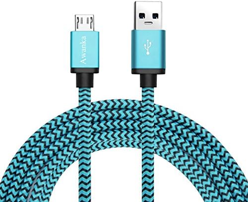 Micro USB Cable, Awanka 6.6ft/2m High Speed Micro Cable Briaded USB 2.0 A Male to Micro B Sync and Charging Cords for Samsung, HTC, Motorola, Nokia, Android, and More(6.6ft/2m Blue)