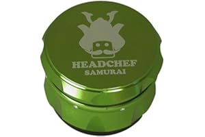 Headchef Samurai Metal Herb and Spices Grinder with Sifter Scraper – 4 Piece Grinder, 55mm (Green)