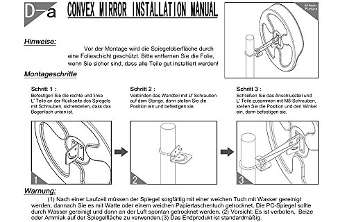SPEED Überwachungsspiegel Sicherheitsspiegel Panoramaspiegel Konvex Verkehrsspiegel Polycarbonat 45CM Schwarz - 5