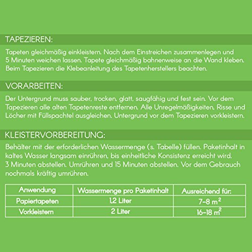 Tapetenkleister Papier Tapete Kleister Fototapete 50g (ca. 7-8 m2) – Ideal für Fototapeten, optimales & praktisches Dosieren 1 x 50g Päckchen - 2