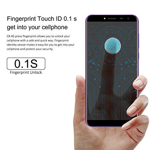 OUKITEL C8 4G Smartphone (5.5 Zoll 18:9 VerhÃ¤ltnis Vollbild) 3000mAh Android 7.0 Quad-Core 2GB RAM+16GB ROM 13MP+9MP Dual Kamera Dual SIM Handy Ohne Vertrag-Lila