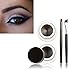 Tinabless 2 in 1 Brown and Black Waterproof Gel Eyeliner Set with Makeup Eyebrow Brush + Cat Eye Liner Stencil
