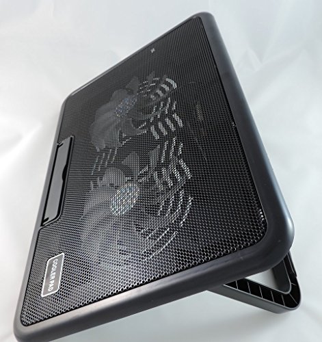 LS Premium Notebook Kühler LS-M2 | Laptop Cooling Pad Ständer| 2x Lüfter / 140mm Fan | mit 2 x USB HUB und blaue LED | 10″-15″ Zoll - 3