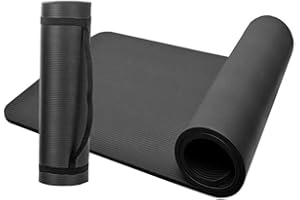 Tapis de Gym, d' Exercices Fitness, Yoga, Pilates, Anti-dérapant, Pliable, 183 x 61 x 1 cm en mousse NBR (Noir) - D-Work