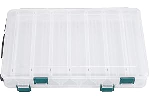 VGEBY1 Caja de cebos de Pesca, Almacenamiento de Cebo de plástico de Doble Lado Señuelos Estuche Titular Almacenamiento de Gran Capacidad para la Pesca (14 Slots)