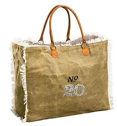 Strandtasche im "Vintage-Stil" - Material: Baumwolle / Leder - Farbe: Braun - Maße: 50cmx40cm - Hochwertige Qualität