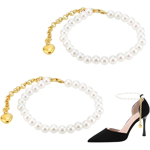 GORGECRAFT 4er-Pack Perlen-Schuhriemen – Goldfarbene Fußkettchen Zum Verzieren & Sichern Deiner High Heels