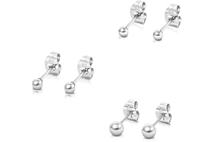 DTPSILVER Earrings Sets - 925 Sterling Silver Stud Earrings - Tiny Studs - Ball Studs Earrings - Gold Stud Earrings - Rose Gold Earrings - Mens Stud Earrings - Gold Plated Earrings - Girls Earrings 2,3,4 mm