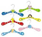 Kinder Kleiderbügel aus Holz, 6er Set, Tiermotive, bunt - 2