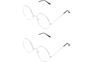 UILYNIU 2 Paar Unisex Retro Runde Brillen Klare Linse Gläser Ultra Light,Weihnachtsmann,Oma,Opa Brille, mit klaren Gläsern Accessoire für Damen,Herren zum Karneval,Fasching oder Festival