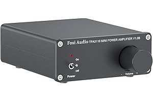 Fosi Audio V1.0B Amplificateur Audio Stéréo 2 Canaux, Mini Hi-FI Classe D Intégré TPA3116, Ampli de Haut-Parleur Domestique 50 W x 2, avec Alimentation 19 V 4.74 A