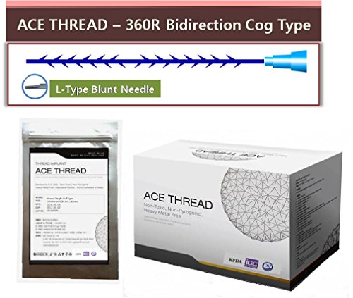 ACE PDO thread lift KOREA face/whole body - 360R Bidirection Cog Type / L-type Blunt Needle (100pcs) (19G100)