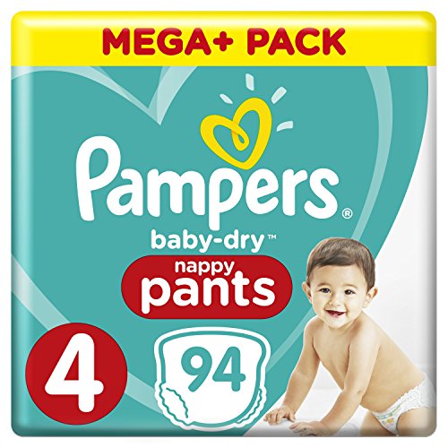 Pampers - Baby Dry nappy Pants - Couches-culottes Taille 4 (9-15 kg) - Mega+ Pack (x94 culottes)