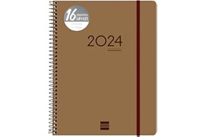 Finocam - Agenda Ikon 16 Meses 2023 2024 Semana Vista Vertical Septiembre 2023 - Diciembre 2024 (16 meses) Marrón Internacional