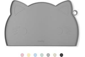 Coomazy Cat Food Mat Silicone Pet Feeding Mat for Dogs and Cats Non Slip Dog Bowl Mat for Food and Water Grey