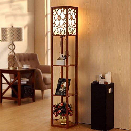 MENA HOME- Modern Minimalist New Chinese Style Wooden Floor Lamp Living Room Bedroom Study Desk Lamp Creative Retro Floor Lamp (energy Efficiency Rating A +) ( Color : Walnut Color )