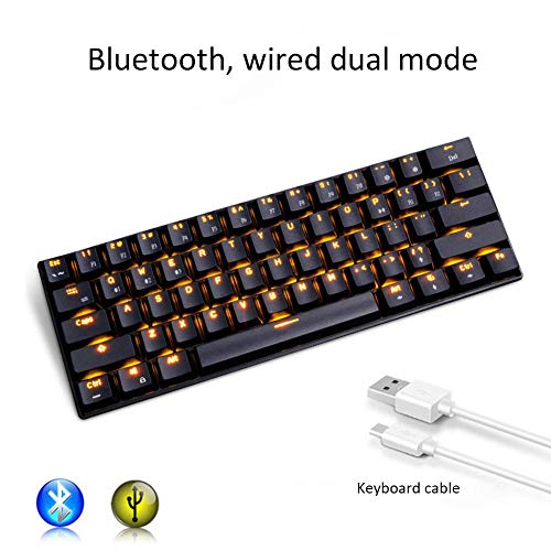 Preisvergleich Produktbild 61 Tasten Kabellose Mechanische Tastatur mit RGB Hintergrundbeleuchtung, mit kabellosem Bluetooth 4.0 angeschlossen
