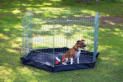 Henry Wag 6 Sided Steel Pet Pen With Fabric Base - Suitable for Indoors and Outdoors - Strong Galvanised Wire & Rust Resistant (Folded Size: 63 x 76 cm/Open Size: 110 x 124 x 76 cm)