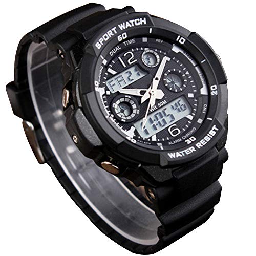 CFGem Puntero y Digital Deporte Impermeable Reloj de Hombre con PU Banda de Plástico y Minutero SKM-0931 Negro