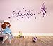 Fairy & Stars Girls Personalised Any Name Kids Wall Art Mural Decal Sticker (Large - 42cm (h) x 87cm (w))