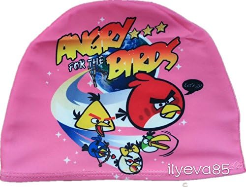 ChenStarUK Popular Cartoon Multi-Coloured Children Swimming Cap Boy or Girl (Angry birds(Pink))