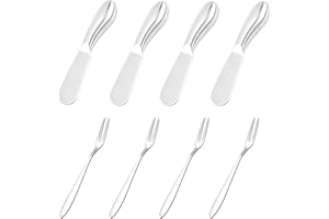 CVDYWDJIE Cuchillos Para Queso De 4 Piezas Y Tenedores De Dos Puntas De 4 Piezas, Cubiertos De Acero Inoxidable, Tenedores Duraderos, Esparcidores De Alimentos, Herramientas Para Hornear