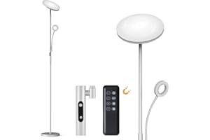‎MODLICHT Modlicht LED-Stehleuchte, 35 W, Grau, 4200 lm, Stehleuchte für Wohnzimmer mit 6 Modi, 3000-6000 K, dimmbar, mit Fernbedienung & Touch-Steuerung und 1-Stunden-Timer, Leselampe für Schlafzimmer, Büro
