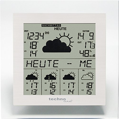 Technoline, WetterDirekt Wetterstation WD 9245 mit Innen-/ Außentemperaturanzeige, Wettervorhersage für 5 Tage und Wetter für über 50 Regionen