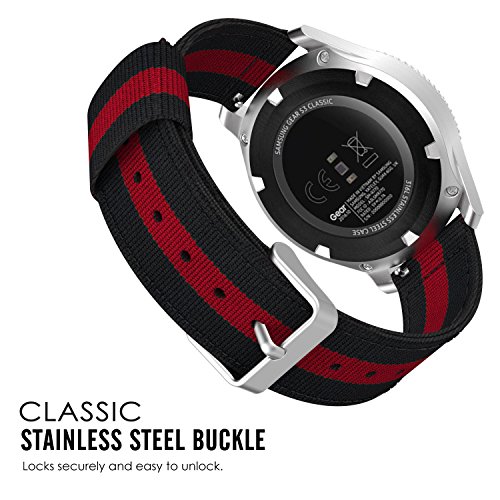 MoKo Samsung Gear S3 Frontier / Classic / Moto 360 2nd Gen 46mm Armband – Nylon Strick Sportarmband Uhrenarmband Uhr Erstatzband mit Schließe für Samsung Gear S3 Classic Samrtwatch, Schwarz/Rot - 4