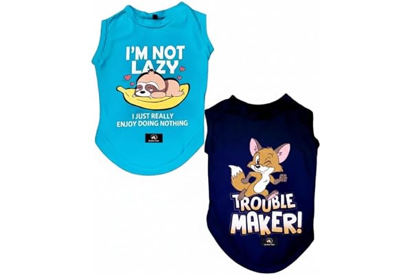 Golden Tails Printed Pet T-Shirts for Dogs and Cats, Pine Green and Navy Blue, Set of 2 Tshirts (Medium, 16 Inches)