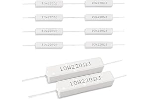 Innfeeltech 10 Piezas 10W 5% Tolerancia 220 ohm Resistencia de Cemento Cerámico Para Proyectos y Experimentos de Bricolaje