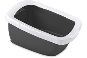 PETGARD Katzentoilette Schalentoilette Katzenklo mit abnehmbarem Rand Weiss-schwarz 65 x 47 x 33 cm