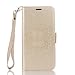 Produktbild Lonchee Xiaomi Redmi Note 3 Wallet Tasche Brieftasche Schutzhülle ,Mandala Blumenmuster geprägt Muster Design Hochwertige PU Leder Folio Tasche Case Hülle im Bookstyle mit Standfunktion Kredit Kartenfächer (Gold)