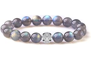 MetJakt Naturelles 8mm Pierres Bracelet précieuses deavec Cristal Bangle en perles avec pendentif en Argent Sterling 925 Pendentif Double Bonheur