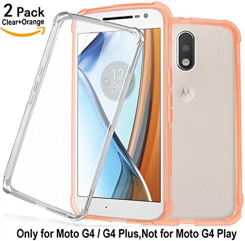 Shalwinn [2 PACK] Moto G4 / Moto G4 Plus Case, [Lightweight] [Anti Scratch] Premium TPU Case for Motorola Moto G 4th Generation / Moto G Plus 4th Generation (Crystal Orange+Crystal Clear)